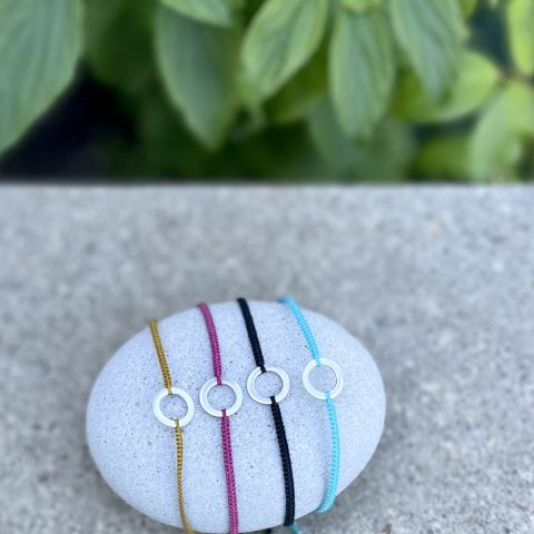 Braided Cord Bracelet with Sterling Silver hand made charm - Silver O